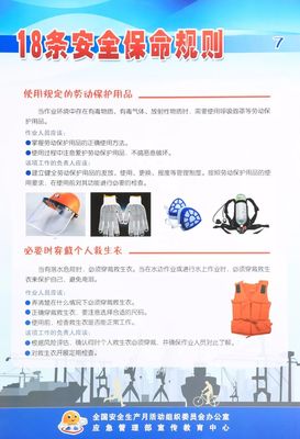 安全文化理念与安全生产保命规则科普挂图 | 劳动保护用品销售指南